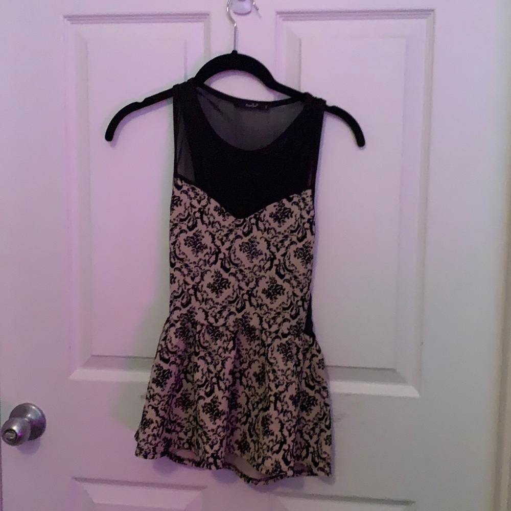 Mesh peplum suede top